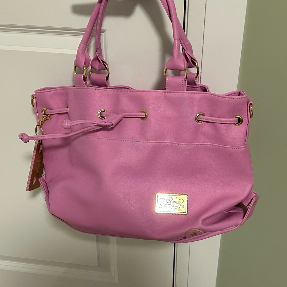 Chic Pink Tote Bag with Gold Accents